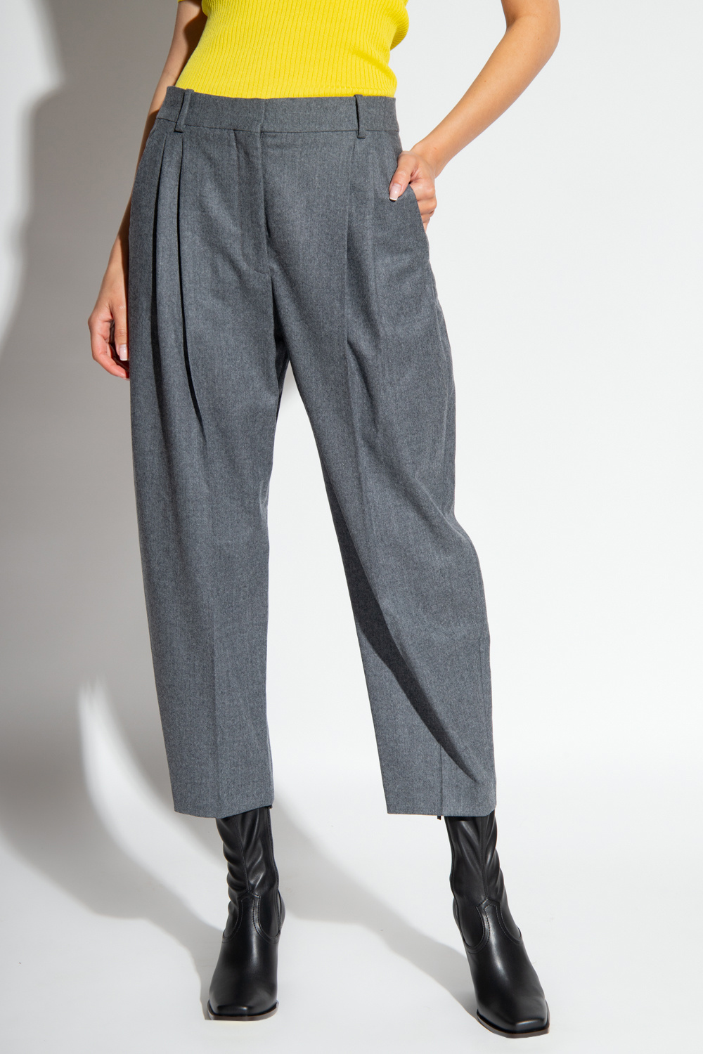 ボトムスその他 Stella McCartney Wide grey wool trousers Pushbutton SSENSE Exclusive Black Pleated Micro Shorts